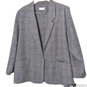 Alfred Dunner 3 Piece Grey Glen Plaid Skirt Trouser Suit size 38-42W